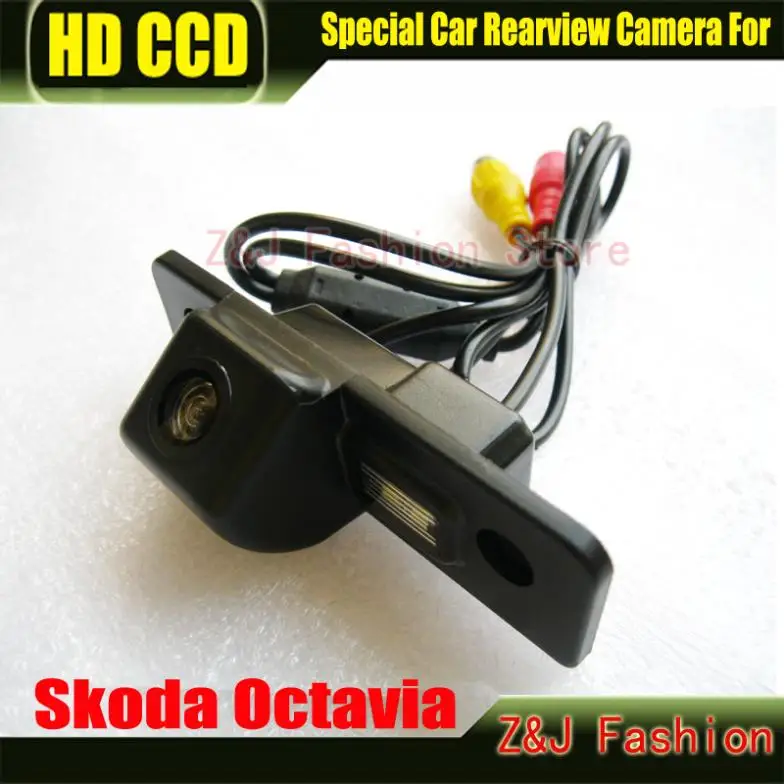 ПЗС-ПЗС камера заднего вида автомобиля, парковочная камера заднего вида, резервная камера для VW Skoda Octavia, ночная водонепроницаемая камера ZJ