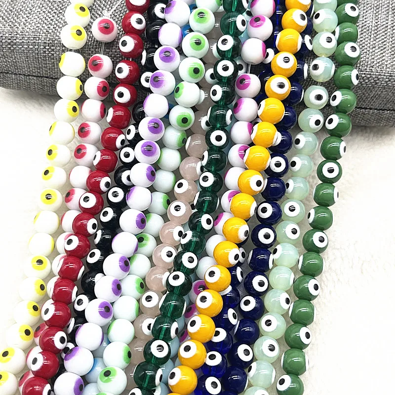 50 шт./нитка, 8 мм, Круглые стеклянные бусины Angell Eye Beads для изготовления ювелирных изделий, аксессуары для браслетов и ожерелий 