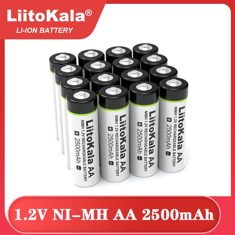 Liitokala 1.2V AA 2500mAh Ni-MH аккумуляторная батарея aa для температурного пистолета с дистанционным управлением, игрушечные батарейки для мыши