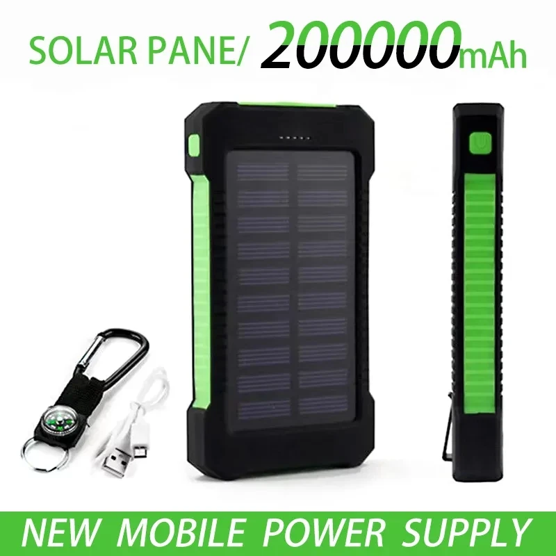 Бесплатная Доставка 200000 мАч Топ Солнечной Энергии банкводонепроницаемый аварийный внешний аккумулятор Powerbank для MIiPhone SamsungLEDSOSLight
