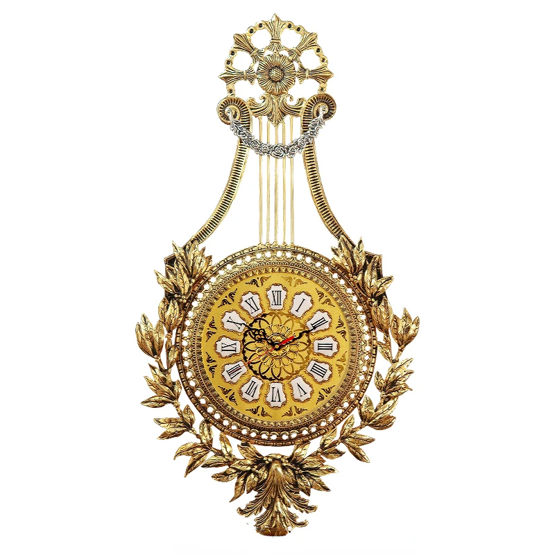Европейский винтажный стиль, медные золотые настенные часы для украшения дома