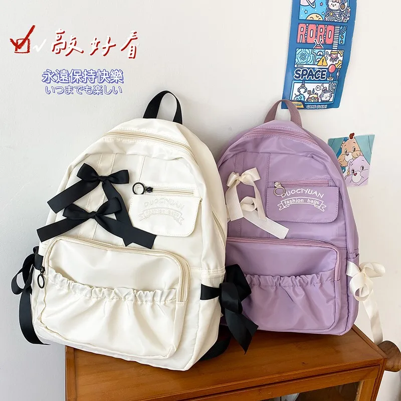 Женский Японский милый рюкзак, Женский Милый Рюкзак с бантом Хитового цвета, Большая Вместительная дорожная сумка Mochila в стиле колледжа, школьная сумка для студентов