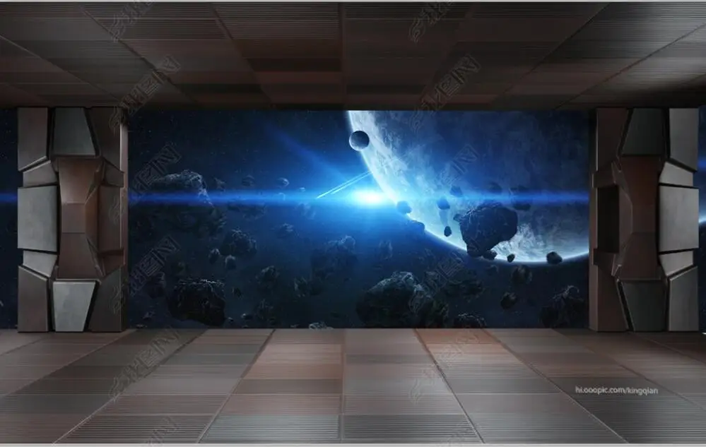 изготовленная на заказ фреска 3D фотообои Космический корабль научно-фантастическая сцена бар КТВ живопись обои домашний декор наклейка обои для гостиной