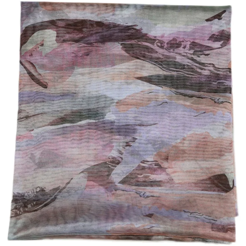 Картина маслом Ветрозащитная ткань Ткань для печати Изысканная Мелкая сетчатая одежда в форме фото Юбка Топ Ручной работы Ткань в виде ракушки