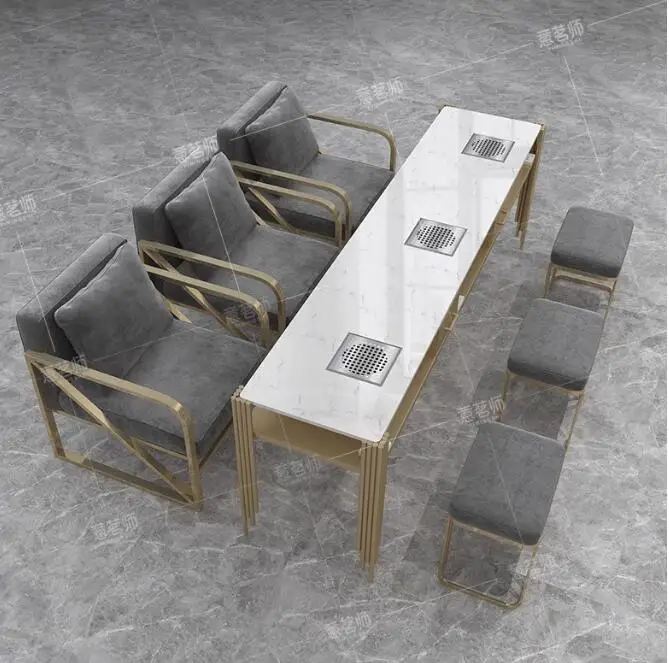 Маникюрный стол и стул со встроенным пылесосом Light luxury marble paint одноместный двухместный тройной маникюрный стол